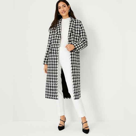 NWT Ann Taylor Chesterfield Wool Blend Houndstooth Coat Size Small - Picture 1 of 16